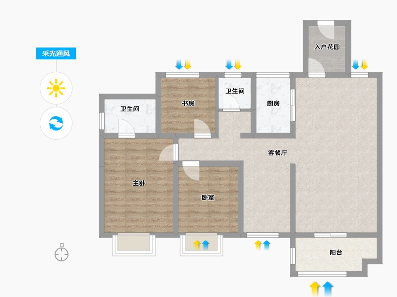 山西省-临汾市-丽景中央公园-91.24-户型库-采光通风