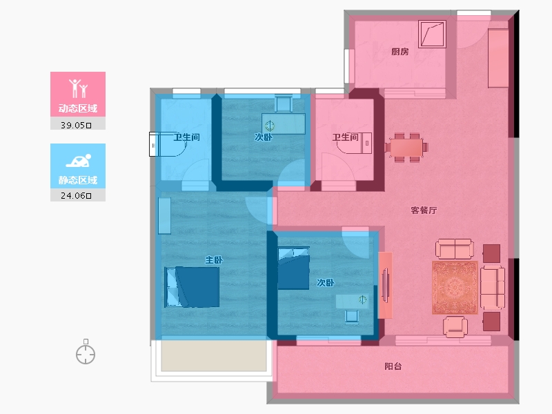 湖南省-长沙市-碧桂园智慧城市-53.99-户型库-动静分区