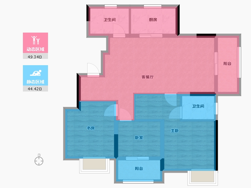 浙江省-台州市-金桥郡-90.00-户型库-动静分区