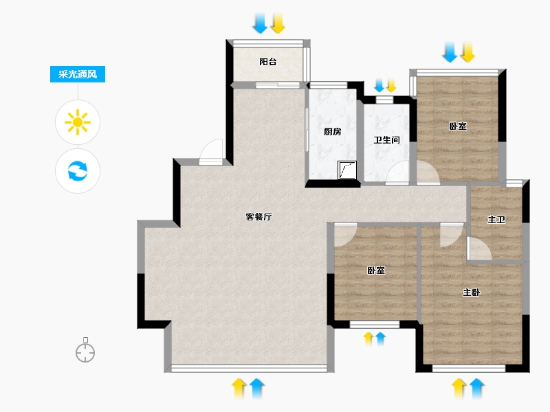 四川省-成都市-华润置地静安府-98.86-户型库-采光通风