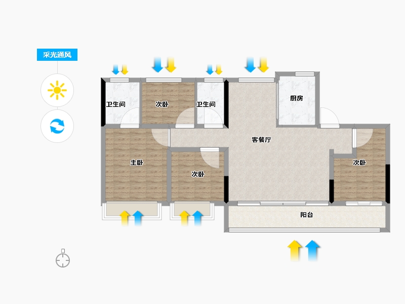 江苏省-无锡市-龙湖粼云上府-114.40-户型库-采光通风