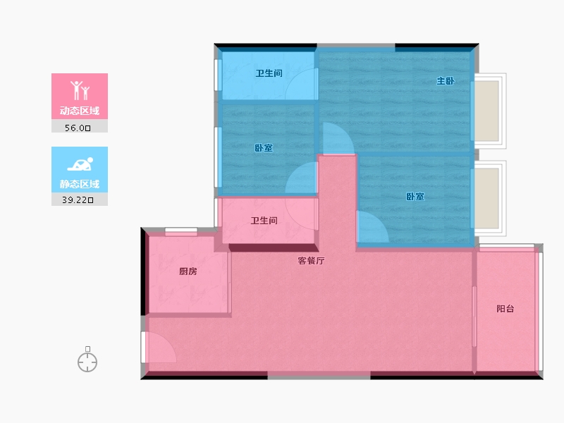 云南省-昆明市-美的云璟-86.41-户型库-动静分区