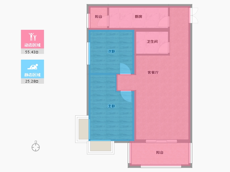 河北省-廊坊市-嘉都TIME·尚都新苑-东区-72.00-户型库-动静分区