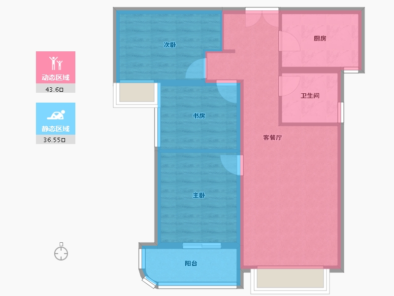 陕西省-西安市-中铁沣河湾-71.39-户型库-动静分区