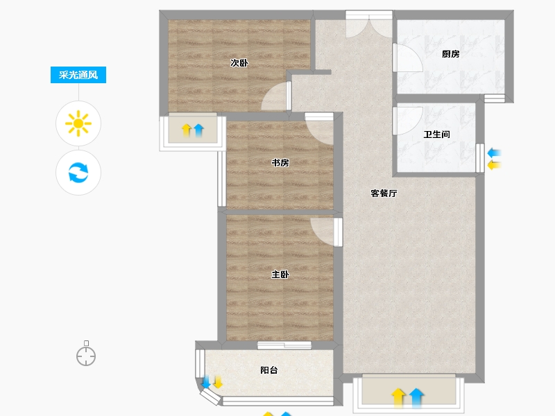 陕西省-西安市-中铁沣河湾-71.39-户型库-采光通风