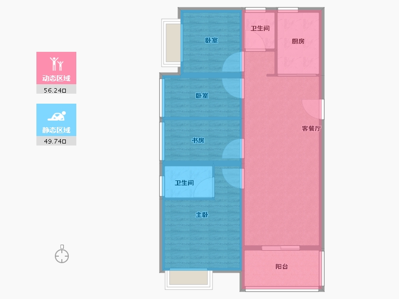 云南省-昆明市-美的云璟-95.51-户型库-动静分区