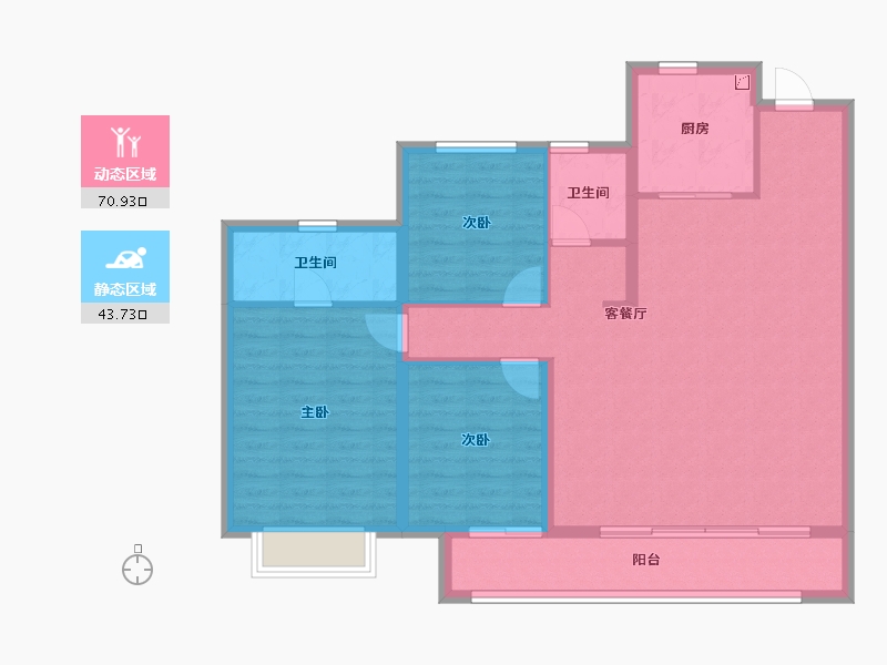 陕西省-西安市-泷悦长安-104.00-户型库-动静分区