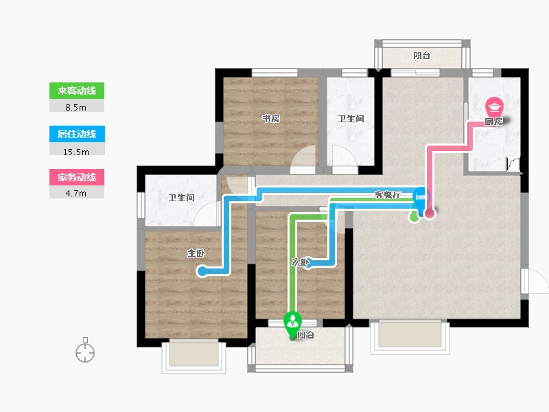 陕西省-西安市-隆源国际城C区-81.65-户型库-动静线