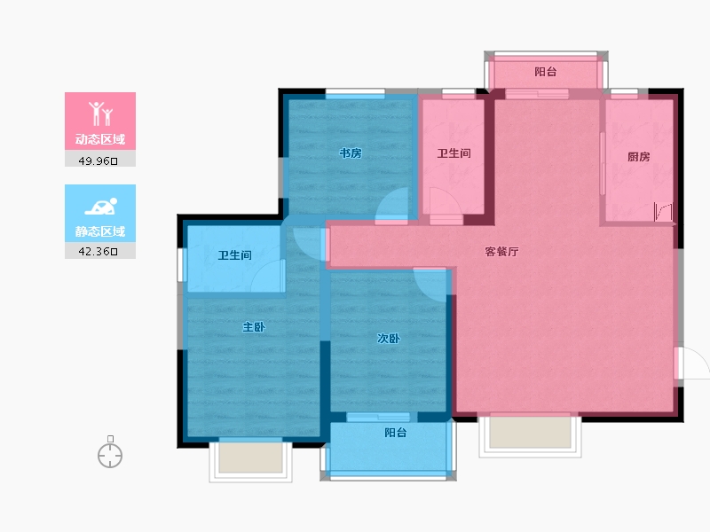 陕西省-西安市-隆源国际城C区-81.65-户型库-动静分区