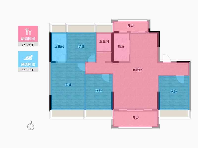 贵州省-贵阳市-观山湖区西南上城-111.00-户型库-动静分区