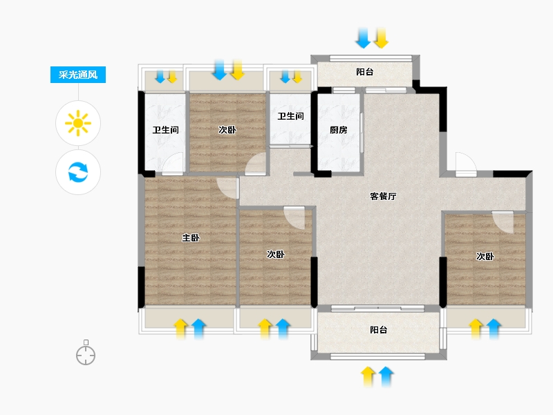 贵州省-贵阳市-观山湖区西南上城-111.00-户型库-采光通风