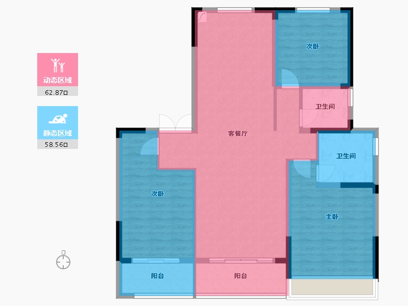 江苏省-扬州市-时润蓝湾-110.00-户型库-动静分区