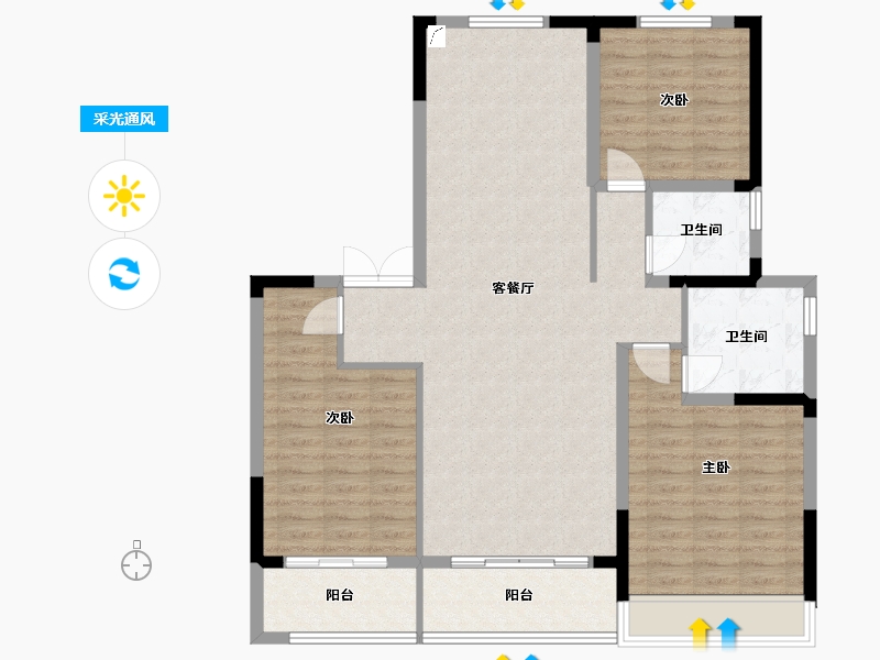 江苏省-扬州市-时润蓝湾-110.00-户型库-采光通风