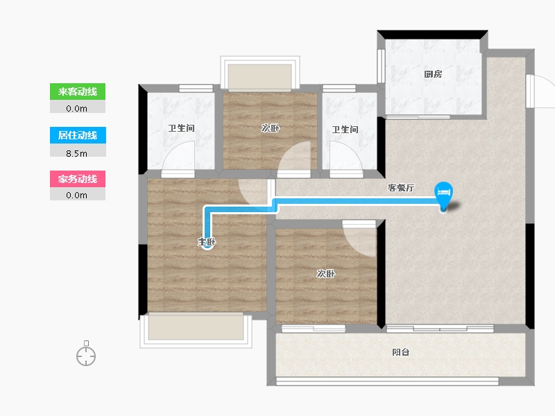 江苏省-无锡市-龙湖粼云上府-88.81-户型库-动静线