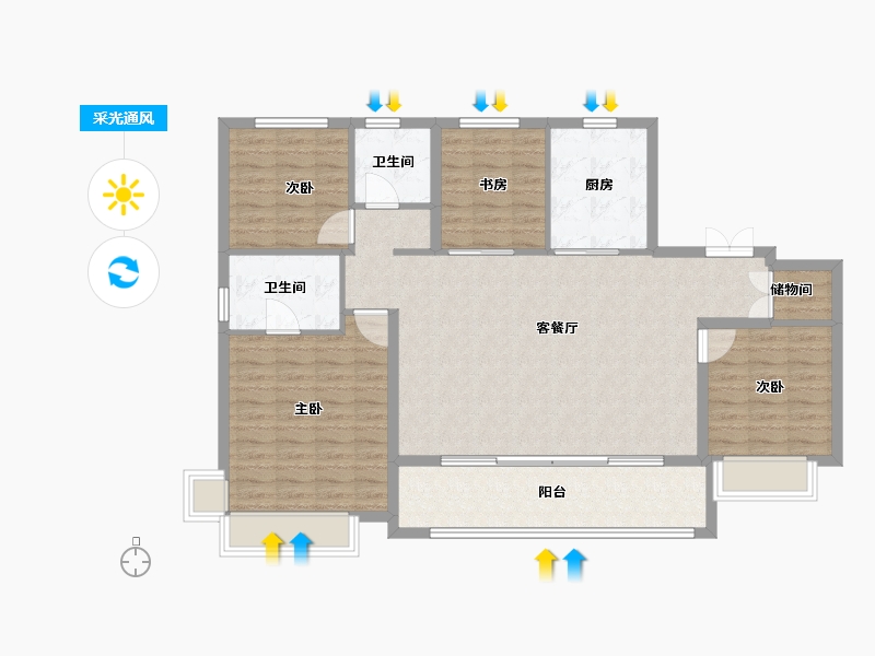 陕西省-西安市-泷悦长安-114.40-户型库-采光通风