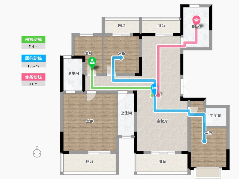 陕西省-西安市-黄金嘉境-136.00-户型库-动静线