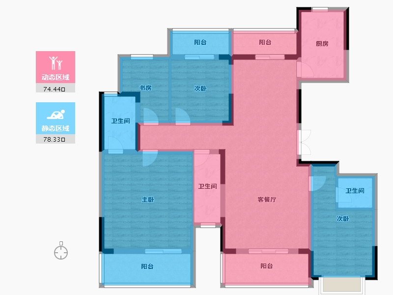 陕西省-西安市-黄金嘉境-136.00-户型库-动静分区