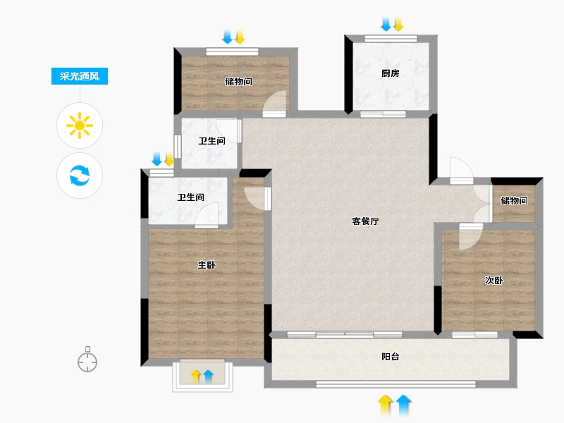 江苏省-常州市-中海桂语江南-103.54-户型库-采光通风