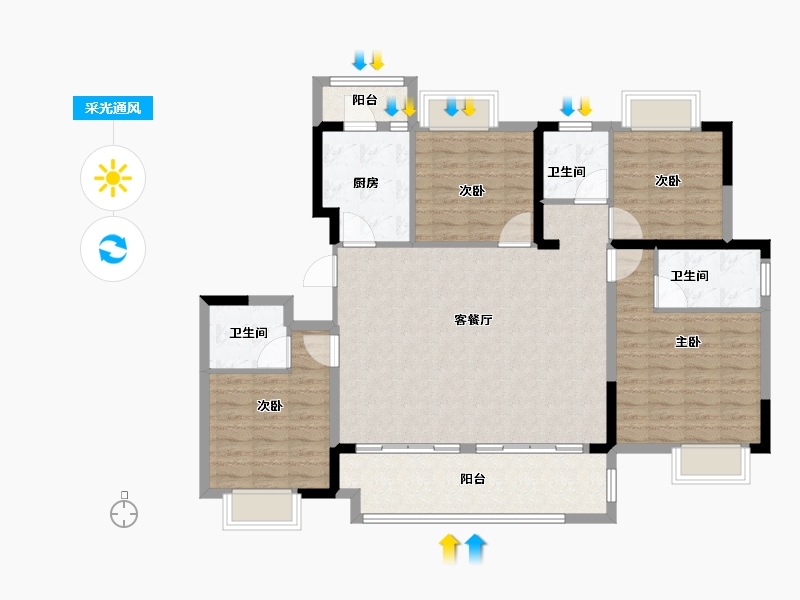 四川省-成都市-成都后花园四期梓桐名苑-118.00-户型库-采光通风