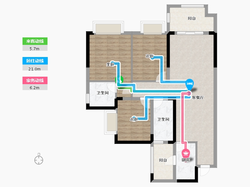 四川省-成都市-成都后花园四期梓桐名苑-95.99-户型库-动静线