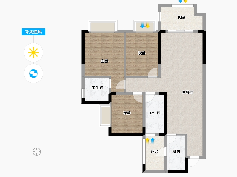 四川省-成都市-成都后花园四期梓桐名苑-95.99-户型库-采光通风