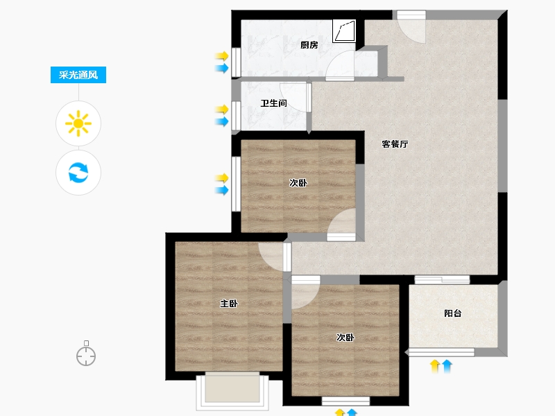 陕西省-西安市-元熙樾府-69.80-户型库-采光通风