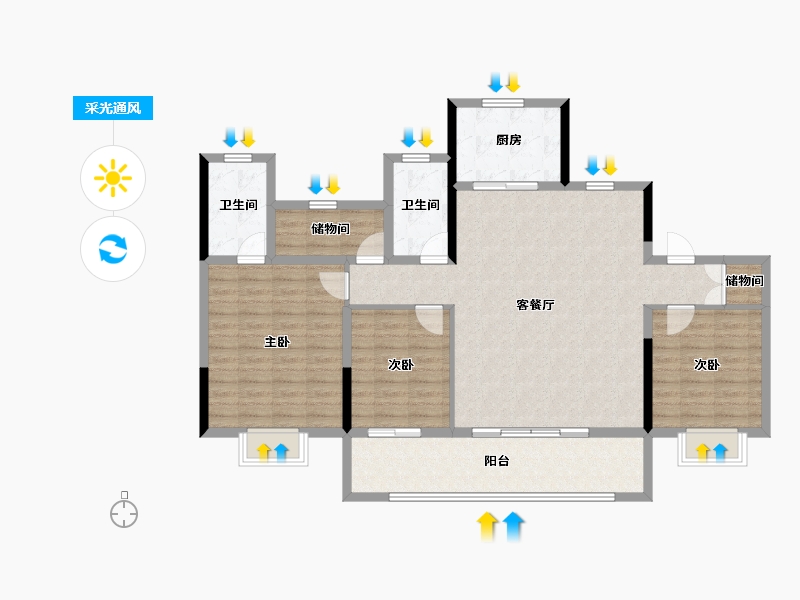 江苏省-常州市-中海桂语江南-116.79-户型库-采光通风