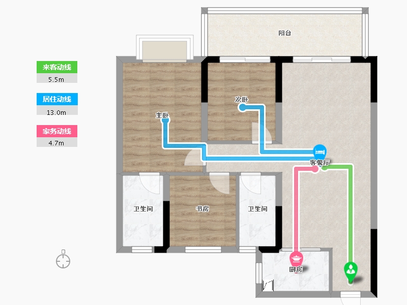 湖北省-宜昌市-万达大都会天樾-80.00-户型库-动静线