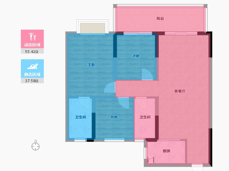 湖北省-宜昌市-万达大都会天樾-80.00-户型库-动静分区