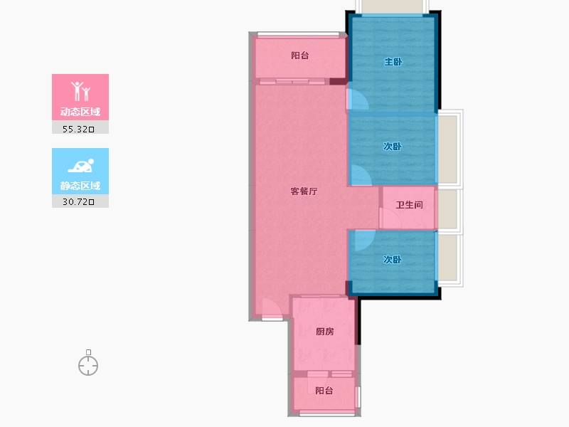 广东省-肇庆市-锦绣山河-那片海-75.00-户型库-动静分区