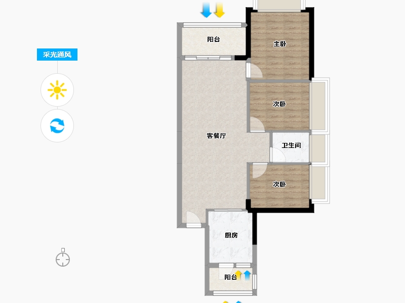 广东省-肇庆市-锦绣山河-那片海-75.00-户型库-采光通风