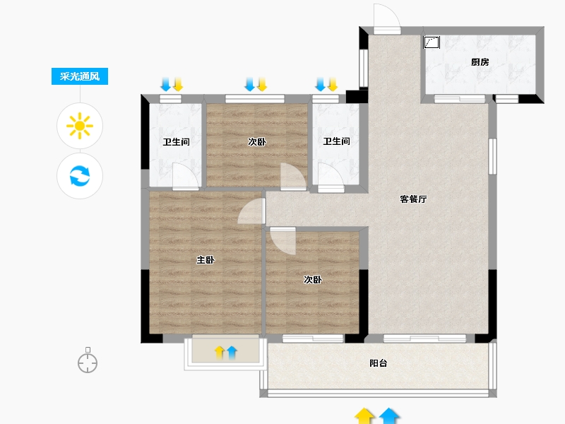 江西省-上饶市-碧桂园天樾-89.00-户型库-采光通风