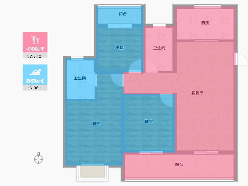 浙江省-金华市-中海九樾-92.00-户型库-动静分区