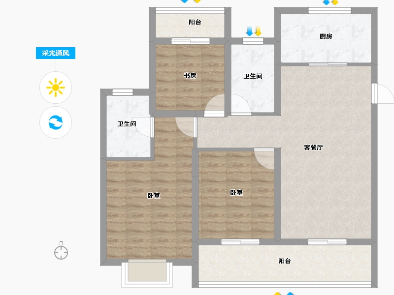 浙江省-金华市-中海九樾-92.00-户型库-采光通风