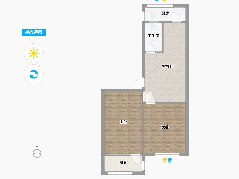 河北省-廊坊市-迎春小区-58.95-户型库-采光通风