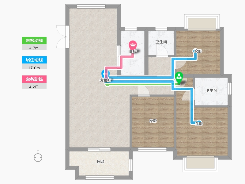 甘肃省-武威市-万嘉臻园-90.00-户型库-动静线