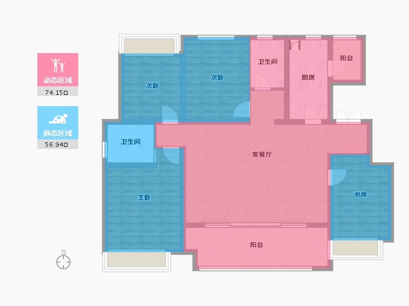 重庆-重庆市-东林道-120.00-户型库-动静分区