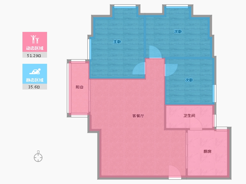 广东省-广州市-康裕大厦二期-康艺楼-80.00-户型库-动静分区