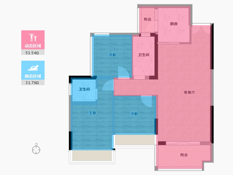 贵州省-遵义市-圣城华府紫郡-85.00-户型库-动静分区