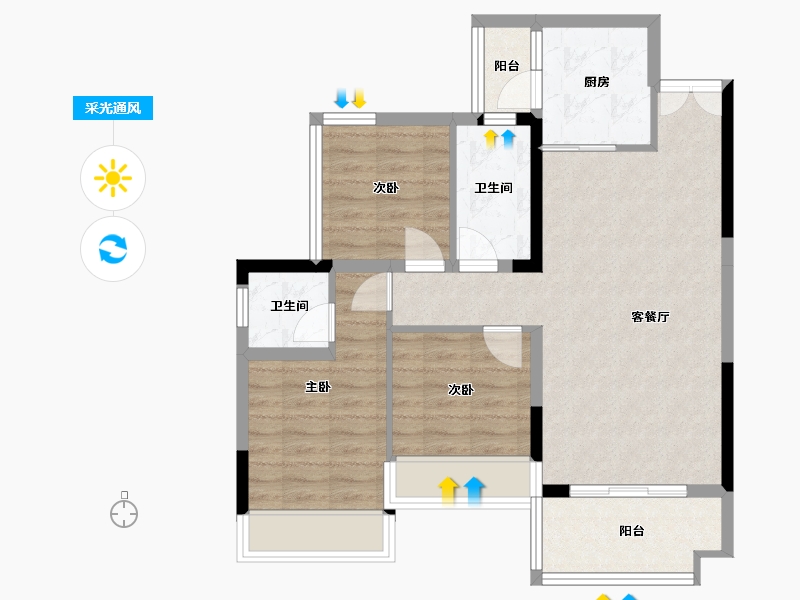 贵州省-遵义市-圣城华府紫郡-85.00-户型库-采光通风