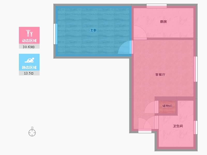 内蒙古自治区-包头市-友谊18号街坊-47.00-户型库-动静分区