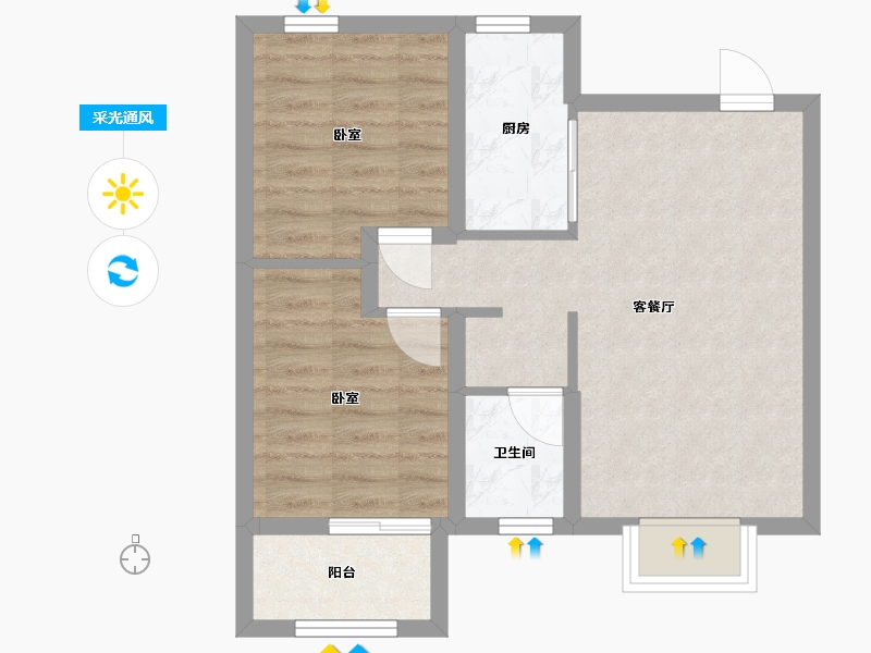 河北省-衡水市-雍景湾-62.00-户型库-采光通风