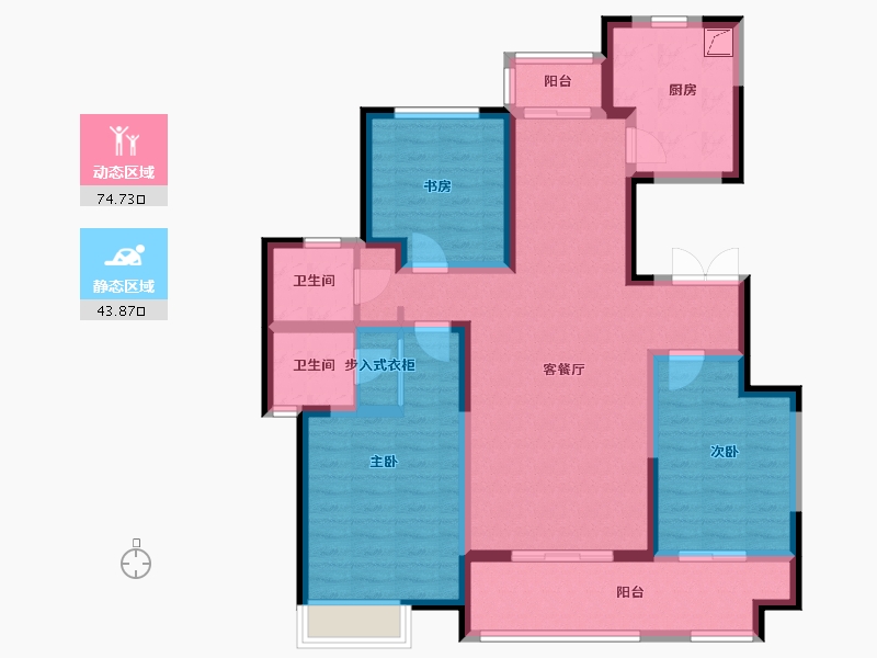 陕西省-西安市-中地南苑-117.33-户型库-动静分区