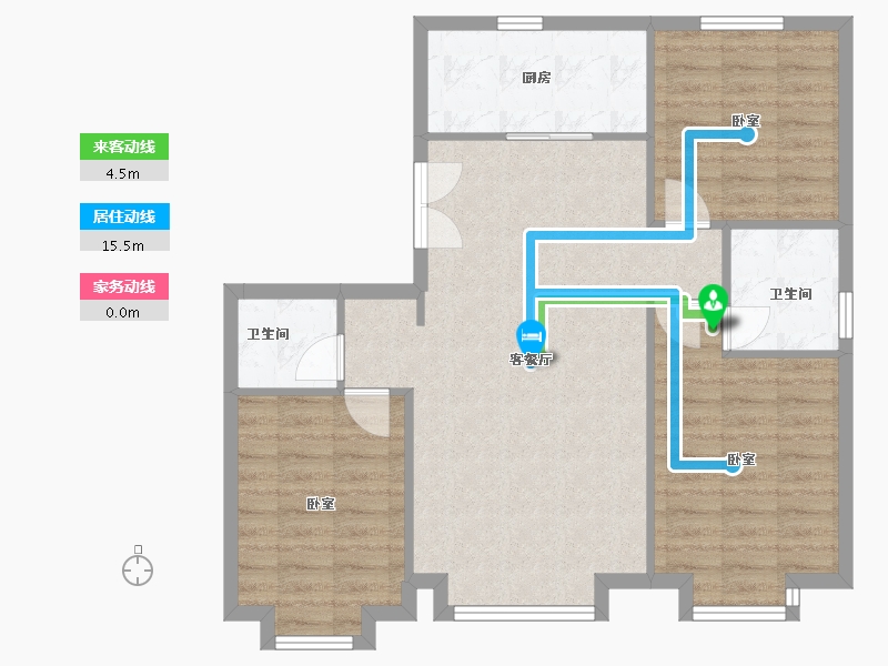 天津-天津市-滨海欣嘉园喜塘苑-90.00-户型库-动静线