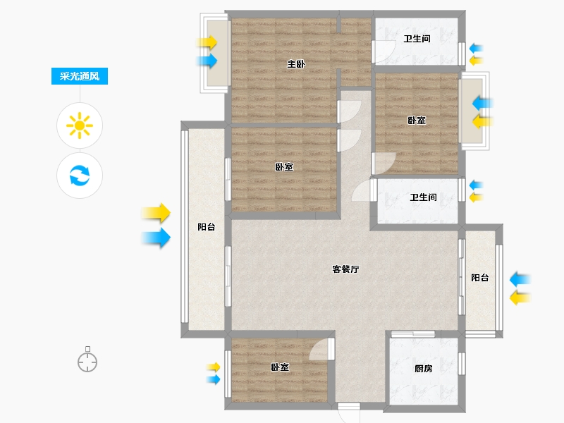 广东省-江门市-台山保利中央公馆-110.00-户型库-采光通风