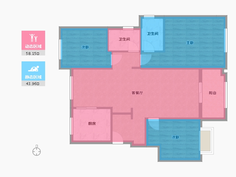 浙江省-温州市-瓯江国际新城东樾府-105.00-户型库-动静分区