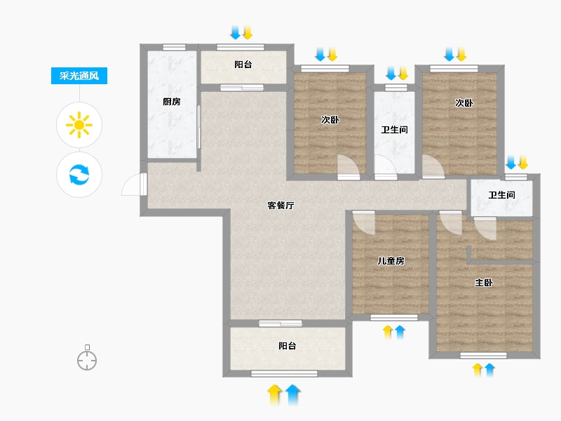 湖北省-宜昌市-金鼎豪庭-109.00-户型库-采光通风