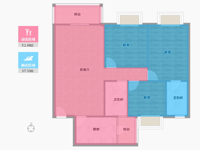 广东省-广州市-保利花园-90.00-户型库-动静分区