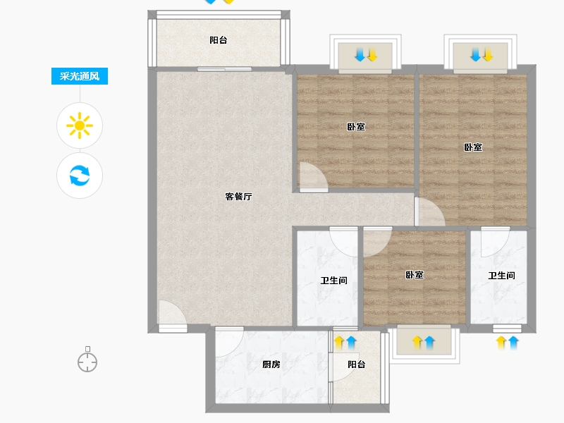 广东省-广州市-保利花园-90.00-户型库-采光通风