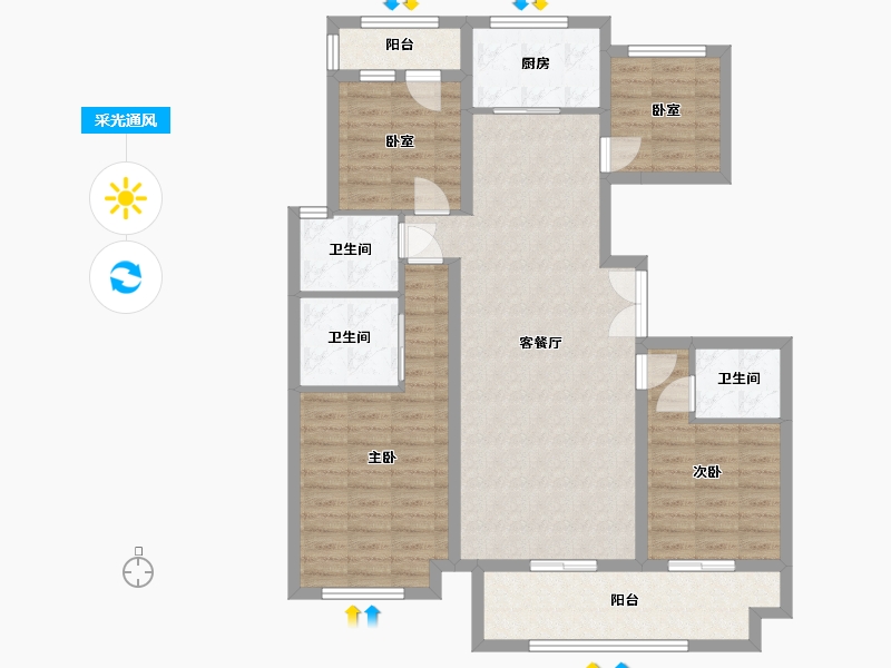 河北省-邢台市-悦湖公馆-125.00-户型库-采光通风